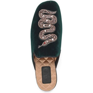 Gucci Lawrence Princetown Green Crystal Snake Slide Loafer Mule Slipper Flats 36